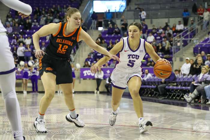Uva Jovanovic bringing the ball down court